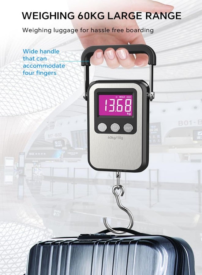 Mougerk Digital Luggage Weight Scale 132lb 60kg Hanging Scales Fish Scale, 2 AAA Batteries (Not Included) (Black) - Image 2